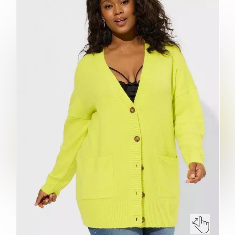 Torrid Plus Size Sulphur Spring Boyfriend Cardigan‎ V-Neck Sweater Size 2X